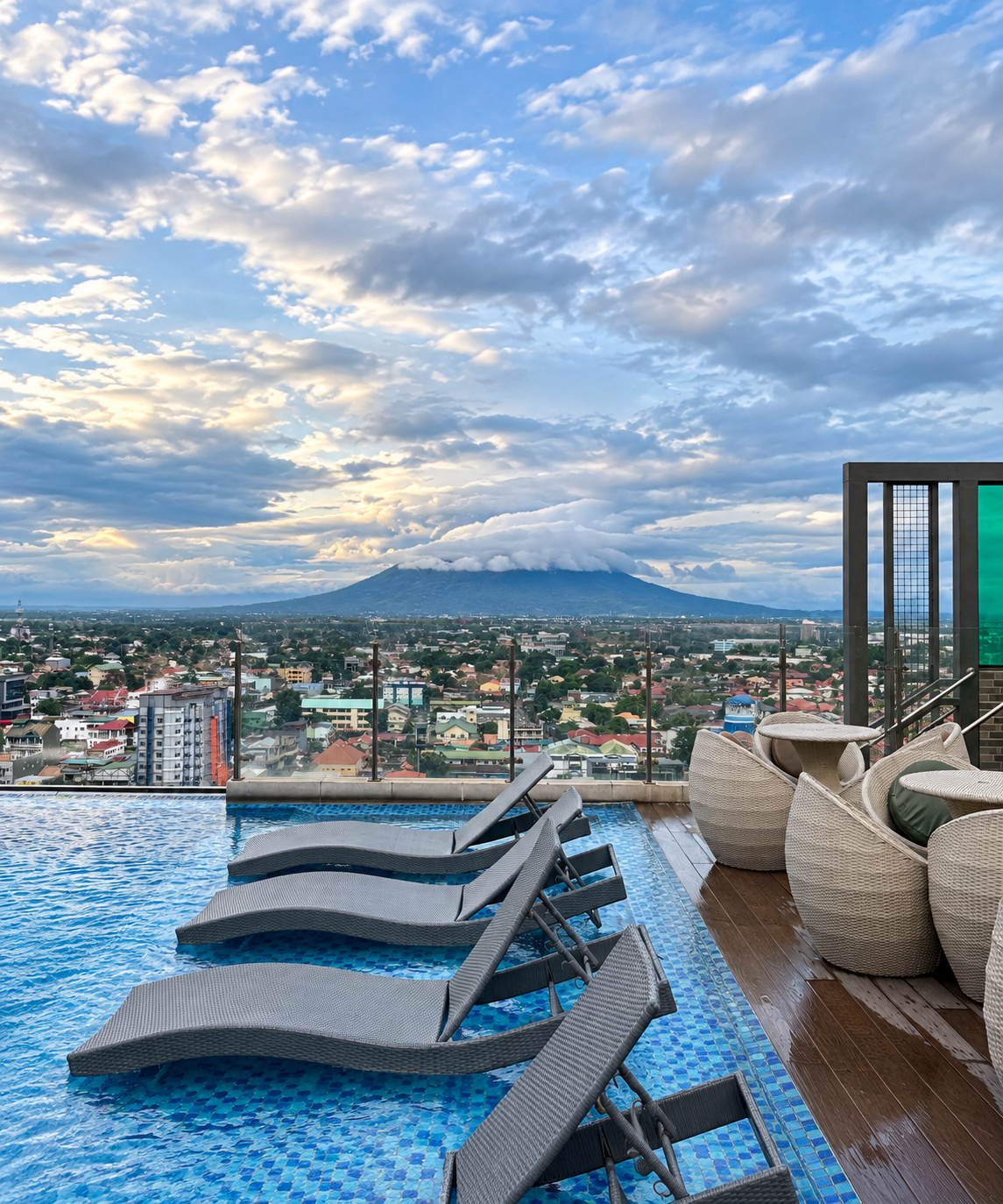 Glass railings at One Euphoria rooftop amenity area