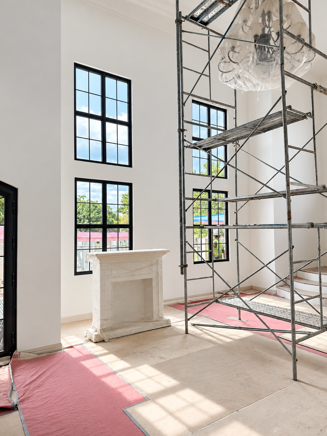 Interior aluminum and glass window installation